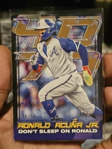 2024 TOPPS SERIES 2 RONALD ACUNA JR 40/70 DON'T SLEEP ON RONALD GOLD # /50! - Picture 1 of 6