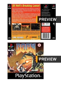 DOOM Etiqueta Negra -- Fundas Incrustadas de Repuesto PlayStation PS1 Delanteras Traseras - Imagen 1 de 3