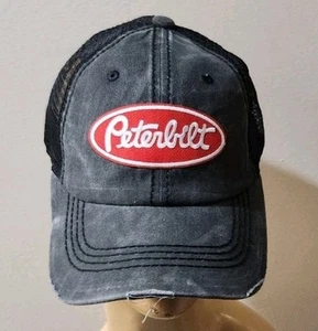 Peterbilt  Trucker Hat Distressed Baseball Cap Charcoal Mesh PETERBILT HAT - Picture 1 of 16