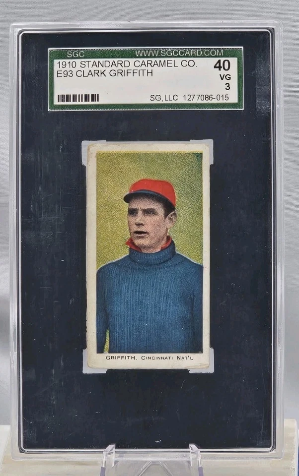1910 E93 Standard Caramel Clark Griffith SGC 3 VG HOF Cincinnati Reds - Image 1 of 2