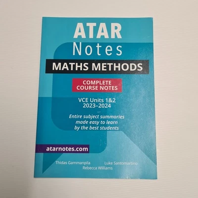 ATAR Notes Maths Methods Units 1&2 2023 2024 Complete Course Notes VCE - Image 1 of 4