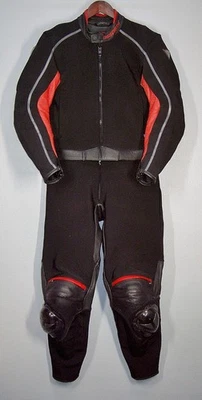 Dainese 2 Piece Motorcycle Suit Nylon Leather Jacket Pants Black Red 50 US 38/40 - Image 1 of 4