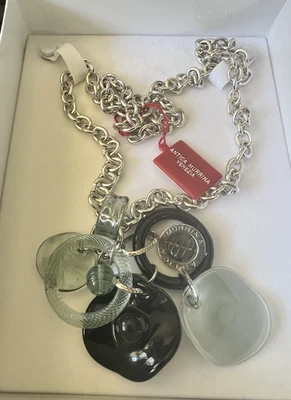 Collar colgante Antica Murrina Venezia cristal de Murano espuma de mar negro gota verde Foto 1 de 4