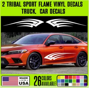 x2 Tribal Flame Vinyl Decals Truck, Motorcycle Tank, Car - 12" to 48" - F10 - Picture 1 of 6