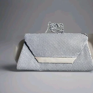 "Bolso de noche vintage azul gris malla metálica con correa para el hombro cierre a presión 14""" - Imagen 1 de 12