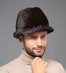 Neu Herren 100% Echt Nerz Pelzmütze Winter Warm Mütze Mode Outdoor Baskenmütze - Bild 1 von 12