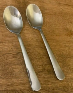 2 Place Oval Soup Spoon IKEA Dragon 22185 Stainless Glossy Plain End Tips Up - Picture 1 of 2