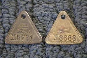Ford Rogue Plant Brass Tag Lot of 2 Employee Iron Foundry Keychain Ring - Picture 1 of 6
