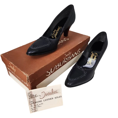 Vintage Shoes Womens 7.5 AAA Tweedies Suburbans "Glendale" Heels Pumps Black - Image 1 of 4