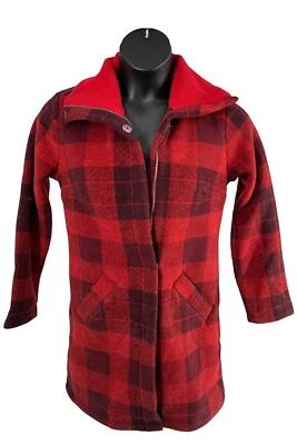 Denim & Co. Abrigo a Cuadros Sherpa Forrado Vellón Cremallera y Frontal a Presión Rojo Foto 1 de 2