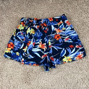 FASHION NOVA Womens Blue Floral Paperbag Shorts S Pockets Elastic Waistband Ties - Picture 1 of 15