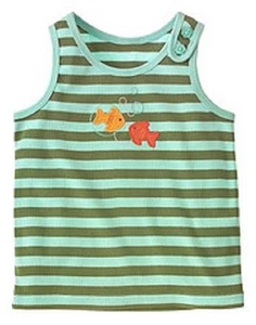 NWT Girls 6 Gymboree TROPICAL GARDEN Cotton STRIPED TANK TOP shirt Teal/Aqua - Picture 1 of 1