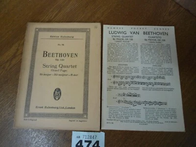 No.98 BEETHOVEN String Quartet Op.133 in B Major - Edition EULENBURG Music Score - Image 1 of 4