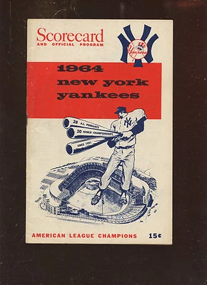 1964 MLB Baseball Program Cleveland Indians at New York Yankees VG+ - Image 1 of 4