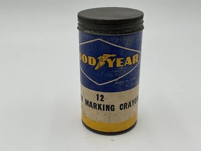 Contenedor de 4,25" de alto para neumáticos Goodyear vintage BONITOS CRAYONES MARCADOS AMARILLOS Foto 1 de 4