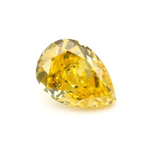 0.16 Ct Natural Fancy Vivid Color Yellow Diamond Pear VS2 GIA Certified Jewelry - Picture 1 of 7