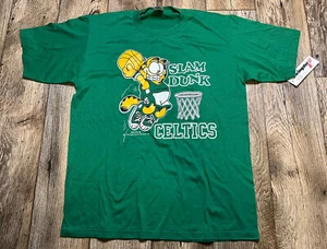 Vtg Boston Celtics NBA Slam Dunk Garfield The Cat T Shirt XL NOS USA Made - Picture 1 of 5