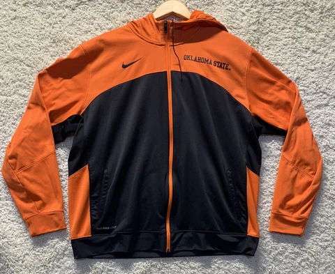 Oklahoma State Cowboys Nike Therma-Fit  Black Zip Up Hooded Sweatshirt Mens 2XL Cover