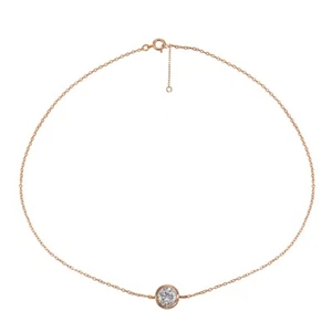 Round Bezel-Set Cubic Zirconia Chain Anklet in Rose Gold Plated Sterling Silver - Picture 1 of 2