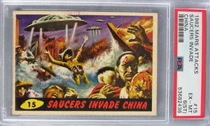 1962 Mars Attacks #15 Saucers Invade China PSA 6 (ST) Set Break EZ191 - Picture 1 of 2