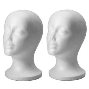  2pc Female Styrofoam Foam Mannequin Head Stand Model Display Wig Polystyrene 