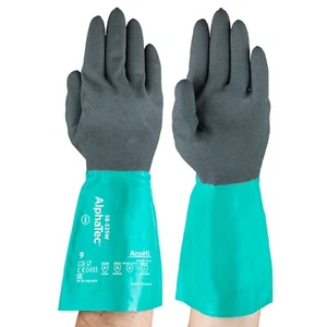 Chemical Resistant Safety Work Gloves Gauntlets Heavy Duty Grip AlphaTec 38-535W - Picture 1 of 9