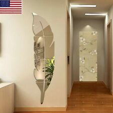 3D DIY Removable Feather Mirror Home Room Decal Vinyl Art Stickers Wall Decor US