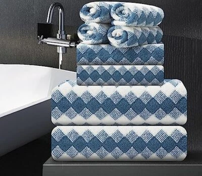 Juego de toallas de baño de 8 piezas | Juego de toallas de baño de gran tamaño de 8 piezas azul diamante Foto 1 de 4