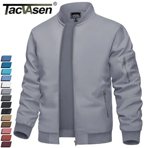 Men's Lightweight Sportswear Full-Zip Windbreaker Spring Fall Thin Bomber Jacket - Picture 1 of 109