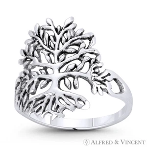 Tree-of-Life Knowledge Etz Chaim .925 Sterling Silver Right-Hand Religious Ring - Picture 1 of 1