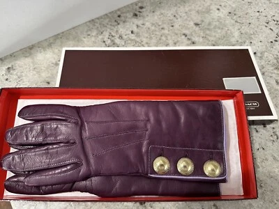 Guantes De Colección COACH 1941 3 Botones Cuero Púrpura Profundo Talla 7 Foto 1 de 4