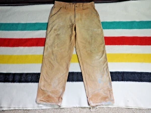 VTG Y2k CARHARTT Sun Faded Distress Grunge Tan 33x32 Canvas Works Skate Pants - Picture 1 of 8