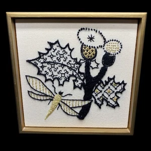 MCM Stickerei gerahmt Wandbild schwarz gold Sorte Frosch Spinne Schmetterling Floral - Bild 1 von 71