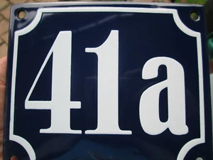 Número de casa esmalte nº 41a número blanco sobre fondo azul 12 cm x 10 cm  - Imagen 1 de 12