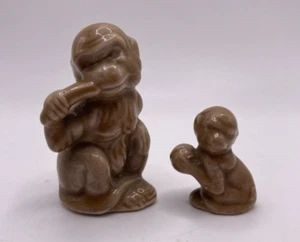 Miniature Monkey and Baby  Figurines Made in Japan Brown Ceramic  2.25" and 1.25 - Picture 1 of 4