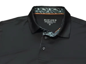 Maelreg Performance Golf Polo Shirt Mens S Black Stretch Sporty Active Casual - Picture 1 of 12