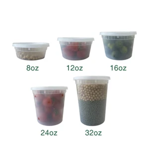 16oz Round Clear Plastic Deli Food/Soup Restaurant Storage Container Cup w/ Lids - Picture 1 of 6