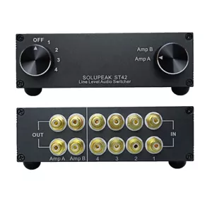 4-Way RCA audio switch Source signal input Switcher 4 IN 2 OUT Selector box ST42 - Picture 1 of 8