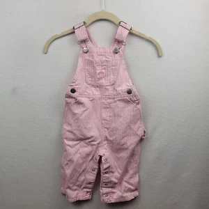 Key Bib Overalls Vintage Youth Denim Pink White Railroad Striped 12 Girls - Picture 1 of 8