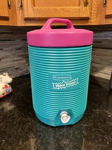 Enfriador de bebidas retro Rubbermaid Thirst Blaster años 80 90 verde azulado neón 2 galones de colección - Imagen 1 de 5