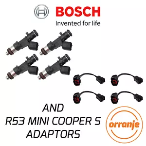 Juego de 4 inyectores de combustible genuinos Bosch 380cc R53 MINI Cooper S JCW GP + ADAPTADORES - Imagen 1 de 1