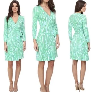 Abito Lilly Pulitzer Meridian Wrap 91496 Resort bianco Finders Keepers verde XS - Foto 1 di 22