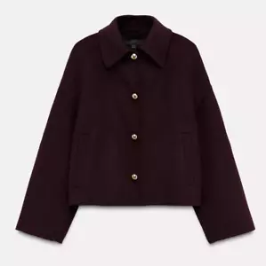 ZARA WOMAN ZW COLLECTION WOOL JACKET BURGUNDY 8491/047/681 NEW - Picture 1 of 6