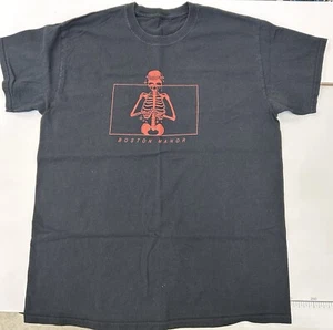 Boston Manor Band T-Shirt Red Skeleton Graphic Cut Tag See Measurement Photos L? - Picture 1 of 7