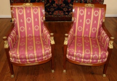 Pair of 19th Century French Empire Bergere Chairs Attributed to Francois Linke - Image 1 of 4