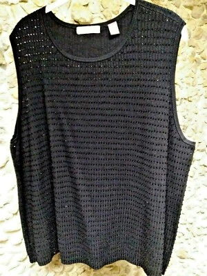 NUEVO SIN ETIQUETAS Kate Hill Mujer Elegante Negro Seda Tanque con Cuentas Talla 3X Solo 18.99 Foto 1 de 4