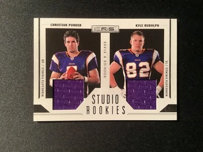 2011 Rookies & Stars Studio Rookies Patch #6 Ponder & Rudolph #/299 Vikings - Image 1 of 2