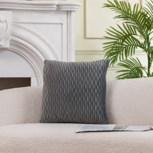Grey Colour Velvet Cushion Cover 45,50,55cm,High Quality Wave & Scissor Pattern - Picture 1 of 13