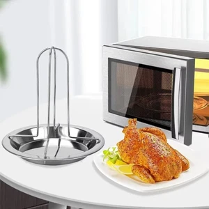 Roaster Rack with Tray Chicken Roaster Rack Portable Outdoor BBQ Tools - Picture 1 of 12