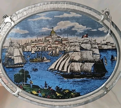 Atrapasol ventana vitral American Harbor 1978 Glassmasters vintage Foto 1 de 3